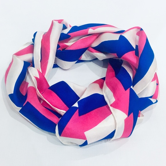 Vintage Silk White Fuchsia & White Printed Scarf - Picture 2 of 7